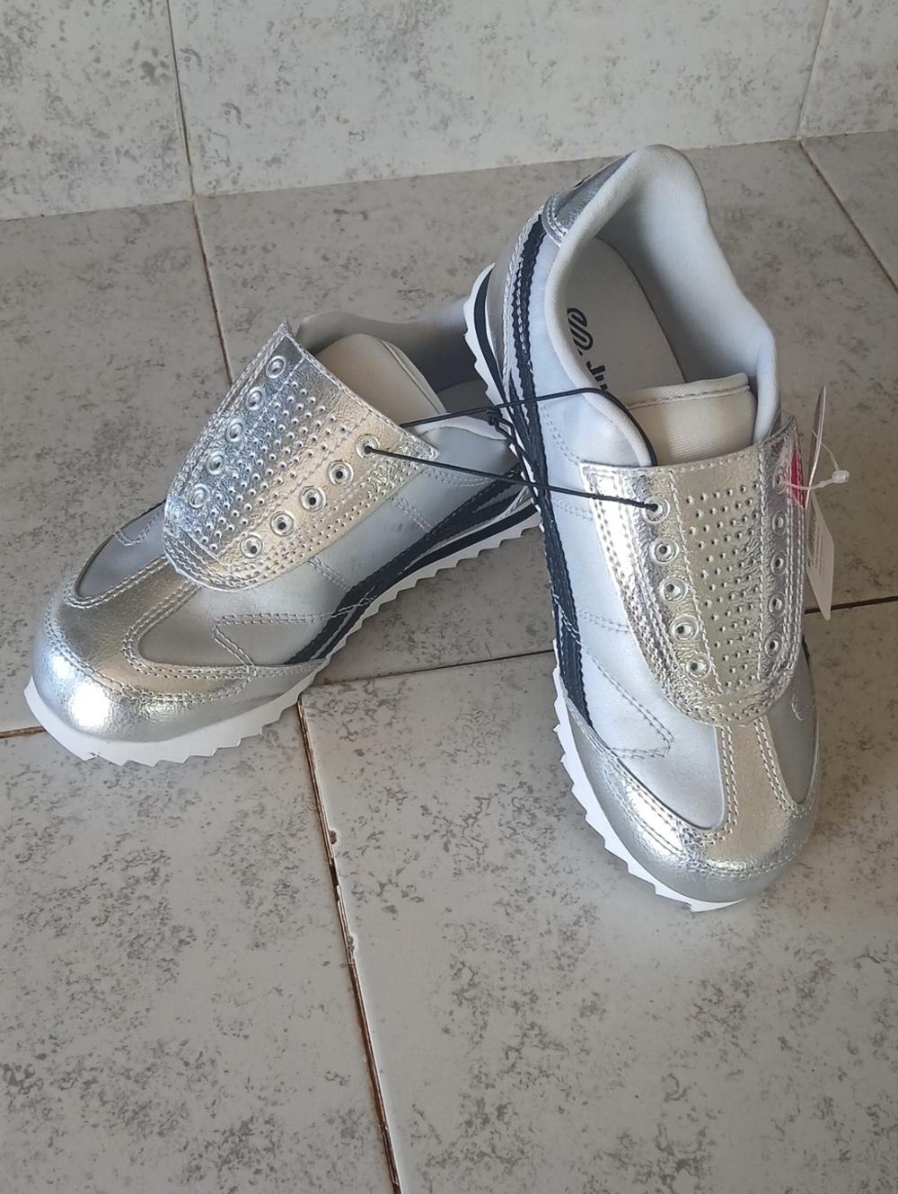 Justice Silver Slip-On Kids Sneakers